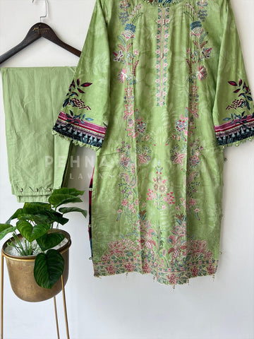 Embroidered Lawn Suit with Scallop Dupatta-1708 - Pehnava Lawns