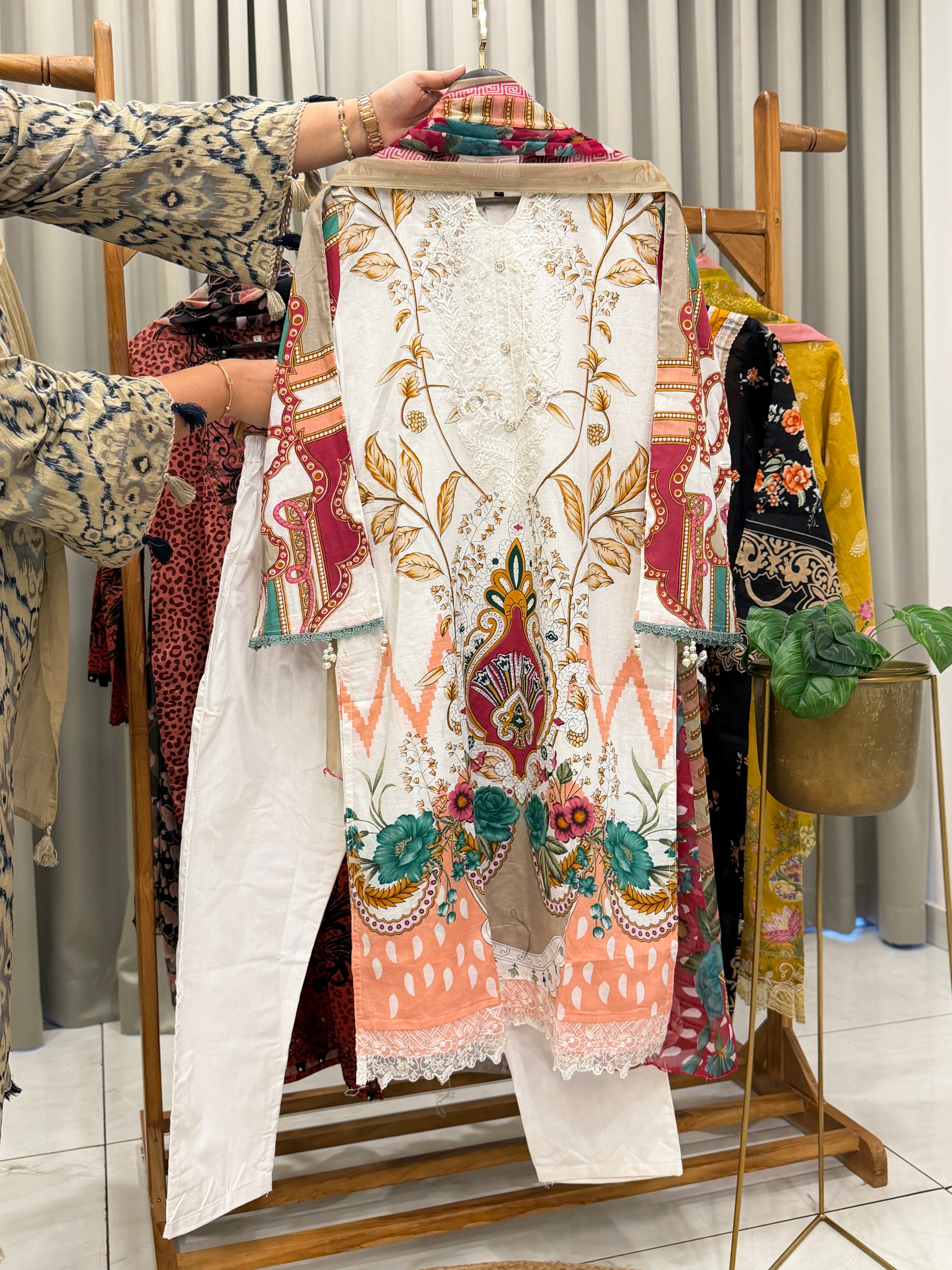 Signature Embroidered Three Piece Set
