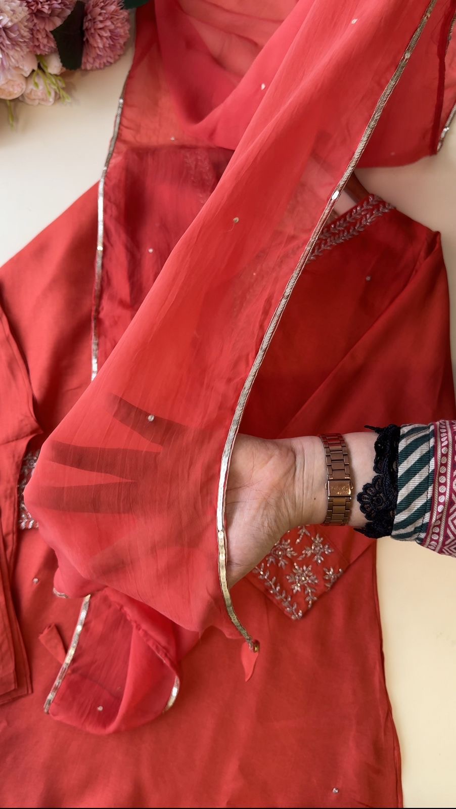Premium russian silk suit with hand-work detailings-9076