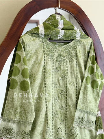 Embroidered Printed Suit Set-2002-4