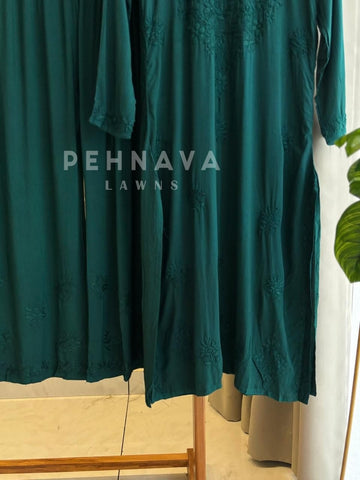 Authentic Chikankari  Suit -Pakistani Green Preebooking - Pehnava Lawns