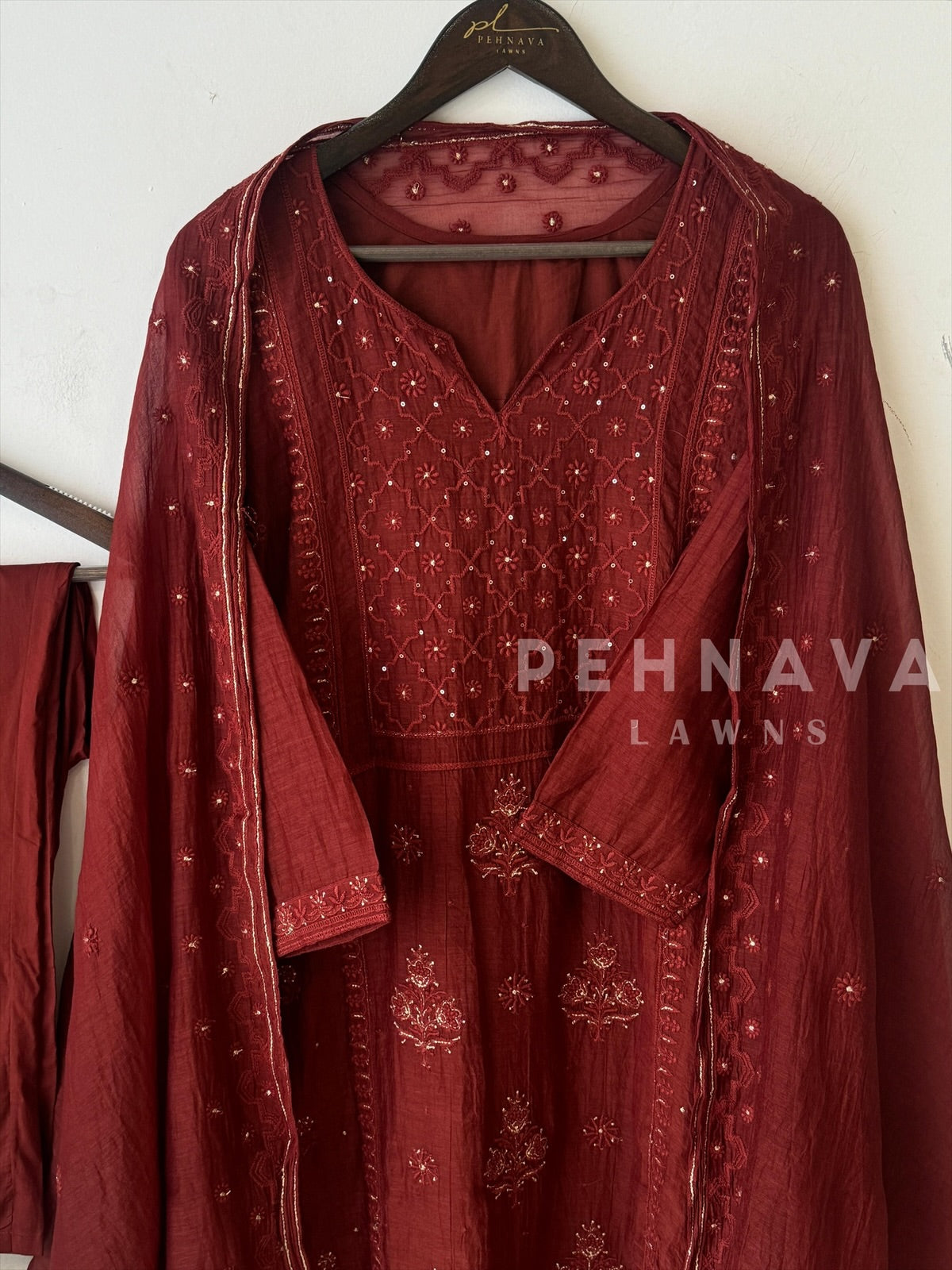 Premium Chanderi Handworked Ensemble-No.8 - Pehnava Lawns