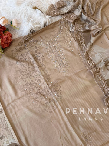 Muslin Unstitched Suit-338 - Pehnava Lawns