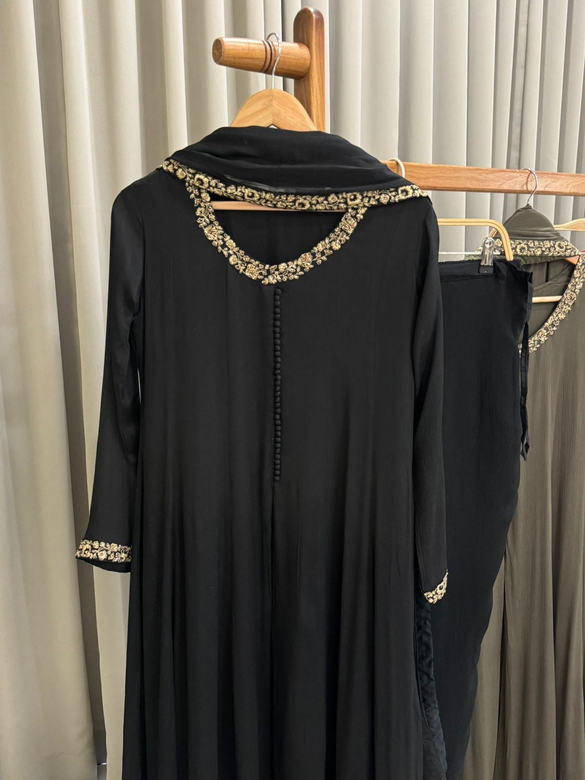 Premium Chinnon Handworked Front-slitted Anarkali suit-34681