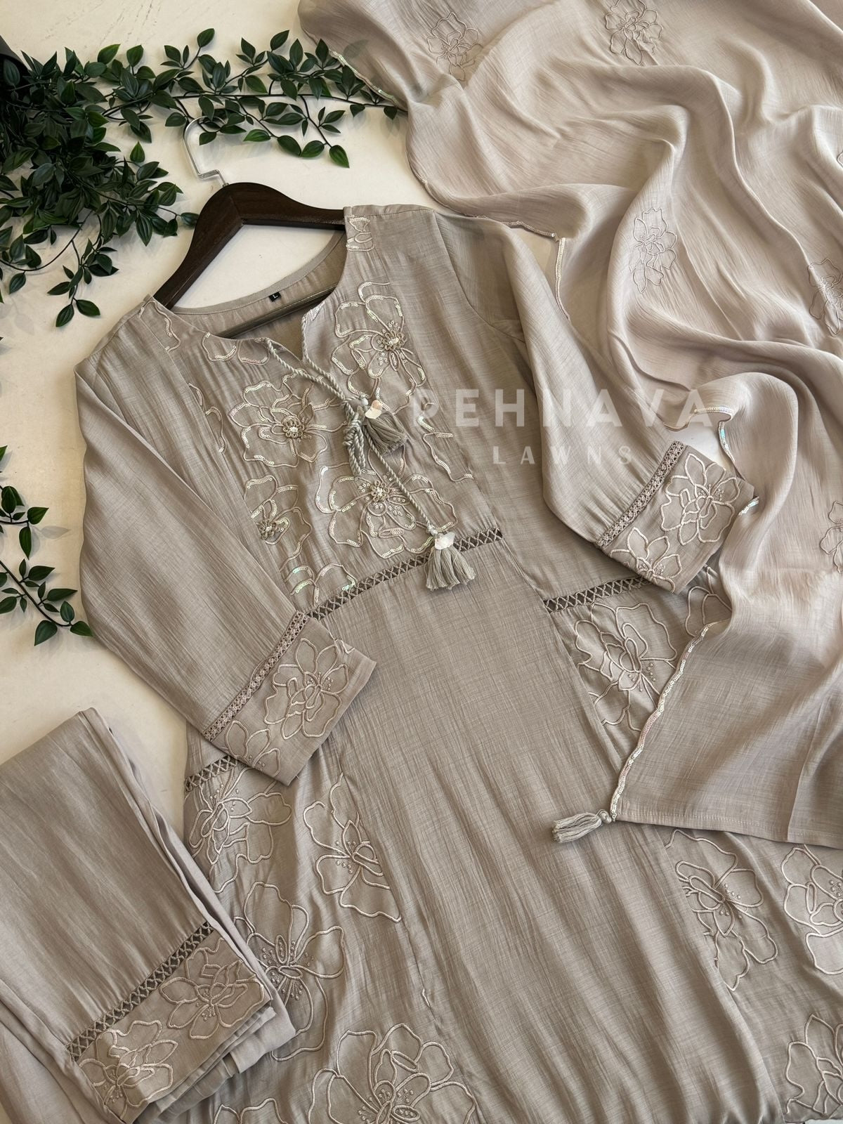 Embroidered Chanderi Suit-12682