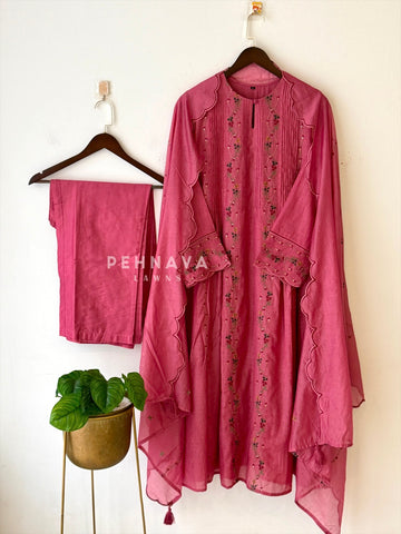 Embroidered Pleated Suit Set-13139 - Pehnava Lawns