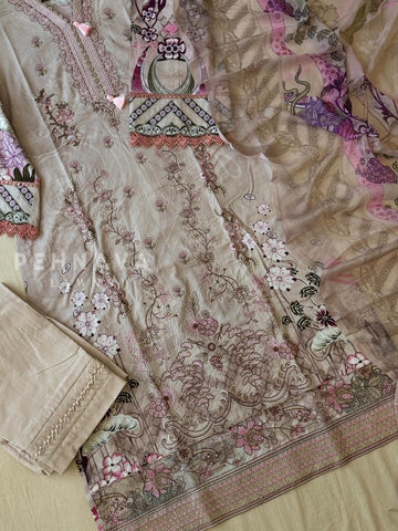 Floral Embroidered Cotton Suit -4108