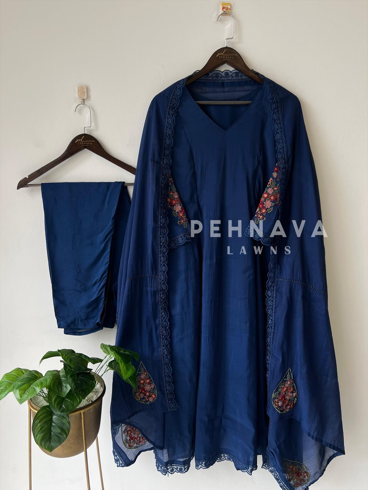 Lace Detailed Three-Piece Ensemble-16074 - Pehnava Lawns