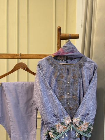 Printed Casual Cotton Suit Ft. Embroidered Dupatta