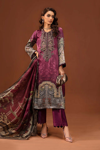 Printed casual suit in soft satin-maroon
