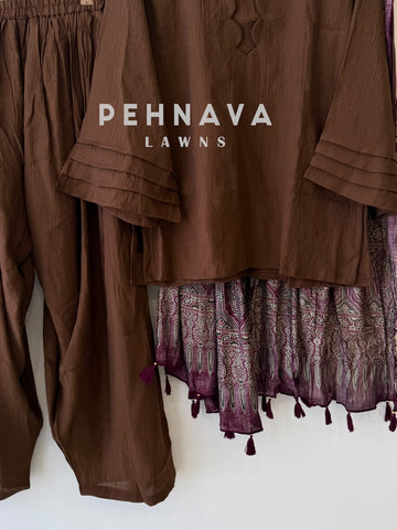 Farshi Shalwar Set with Ajrak Printed Dupatta