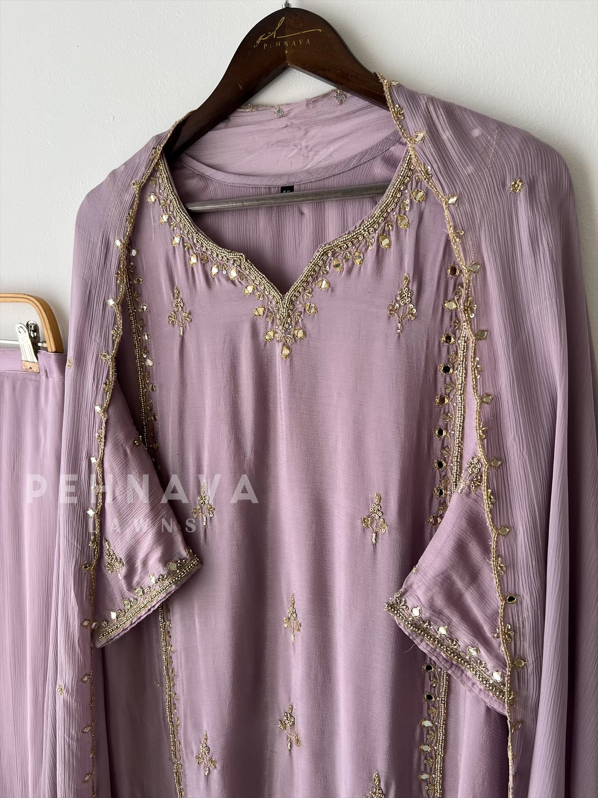Chinnon mirror Worked Suit - Pehnava Lawns