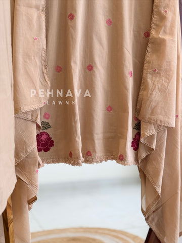 Floral Embroidered Cotton Suit