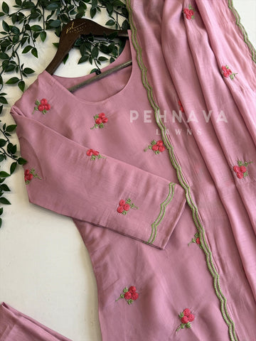 Embroidered Glass Chanderi Three-Piece Set RR113 - Pehnava Lawns