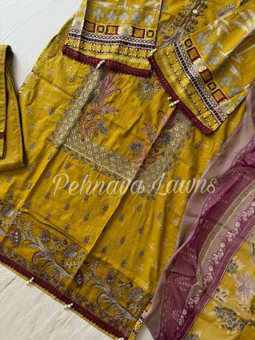 Embroidered Cotton Pakistani Suit-3374-M