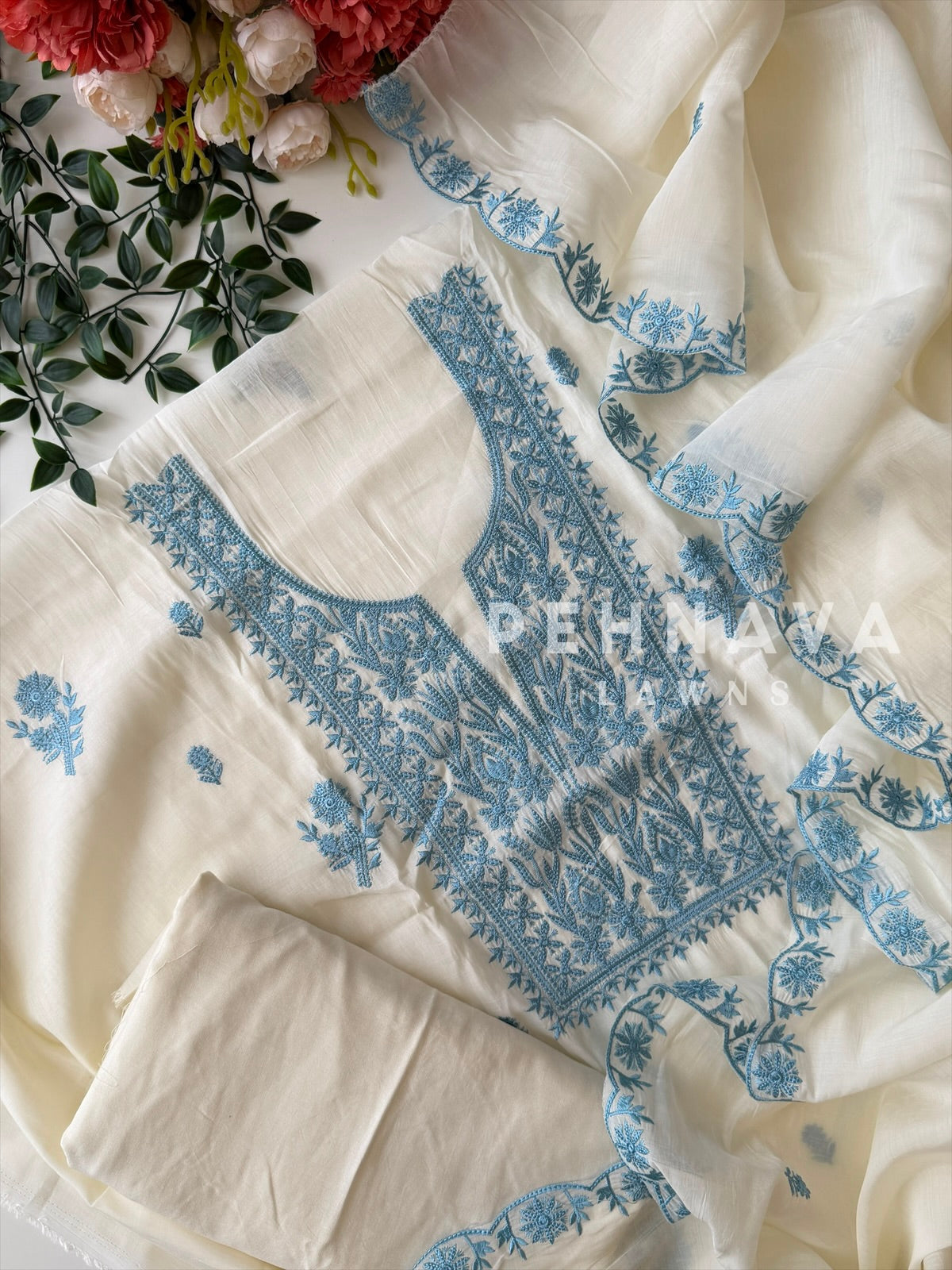 Chanderi Embroidered Unstitched Suit C2530