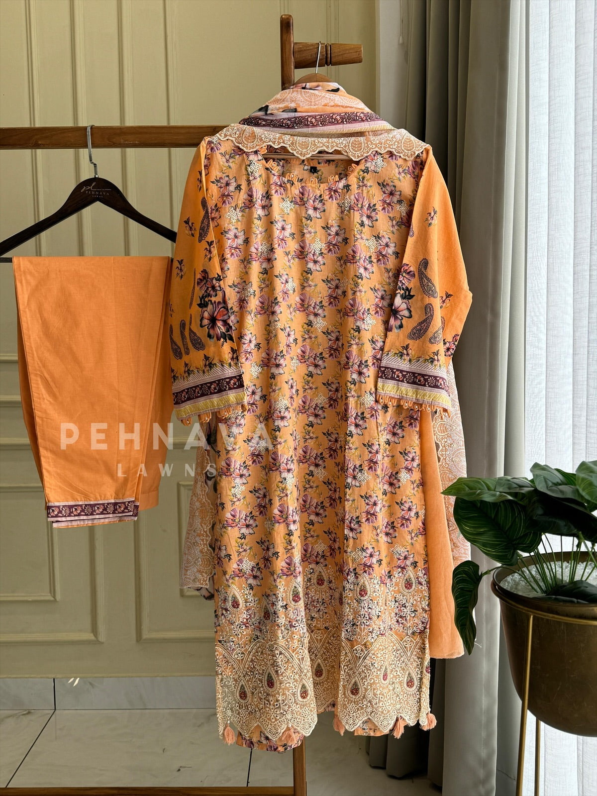 Printed Suit ft Embroidered  and Lace Detailing