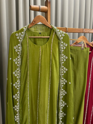 Premium Handworked Crepe Stright-cut suit-3468