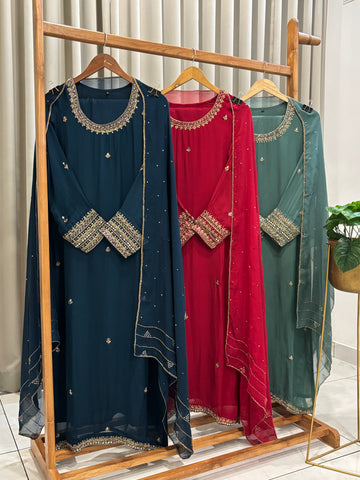 Premium Handworked Soft Organza Suit