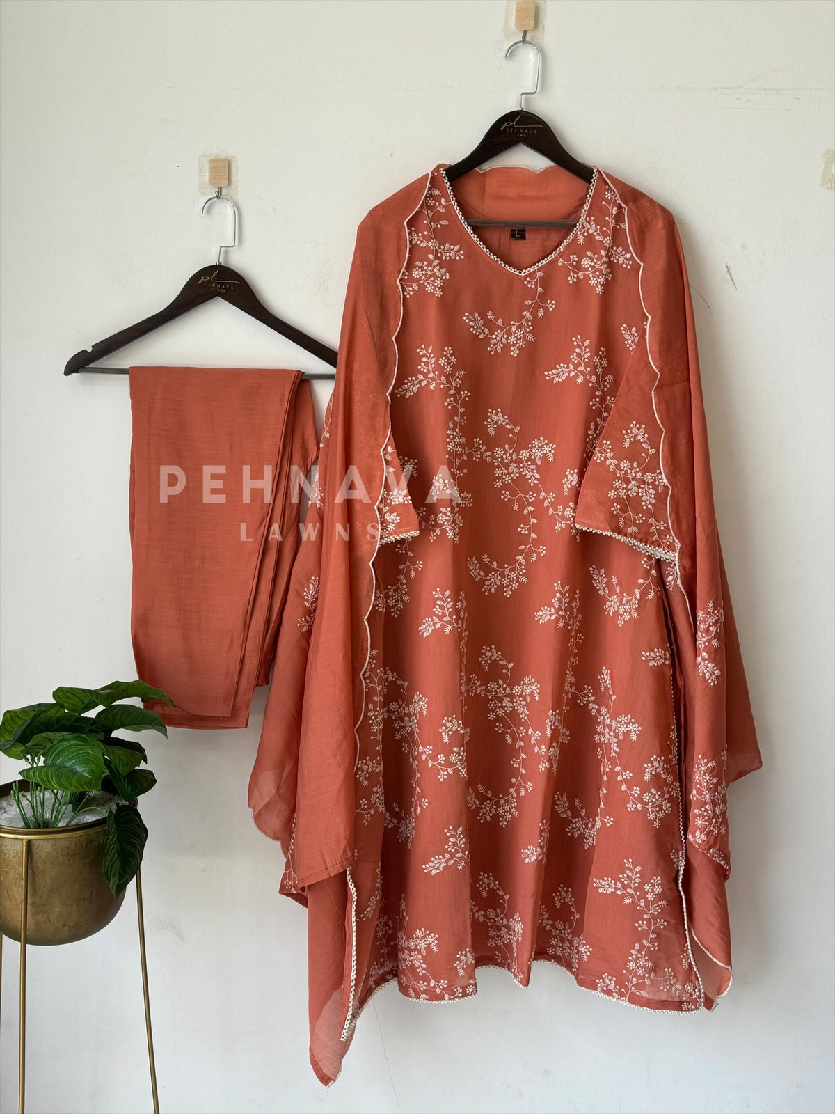 Elegant Embroidered Chanderi Suit-12818 - Pehnava Lawns