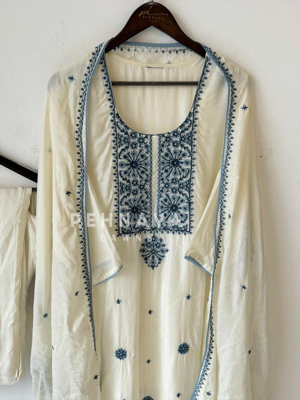 Soft checks  Embroidered Suit-6103 - Pehnava Lawns