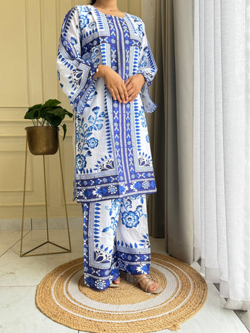 Modern Two Piece Co-Ord Set-Blue
