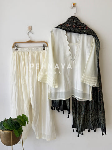 Farshi Shalwar Set with Ajrak Printed Dupatta