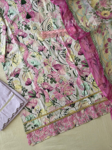 Pink Petal Cotton Ensemble-1404 - Pehnava Lawns