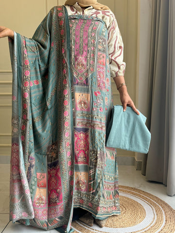 Digital Printed Muslin Suit-226