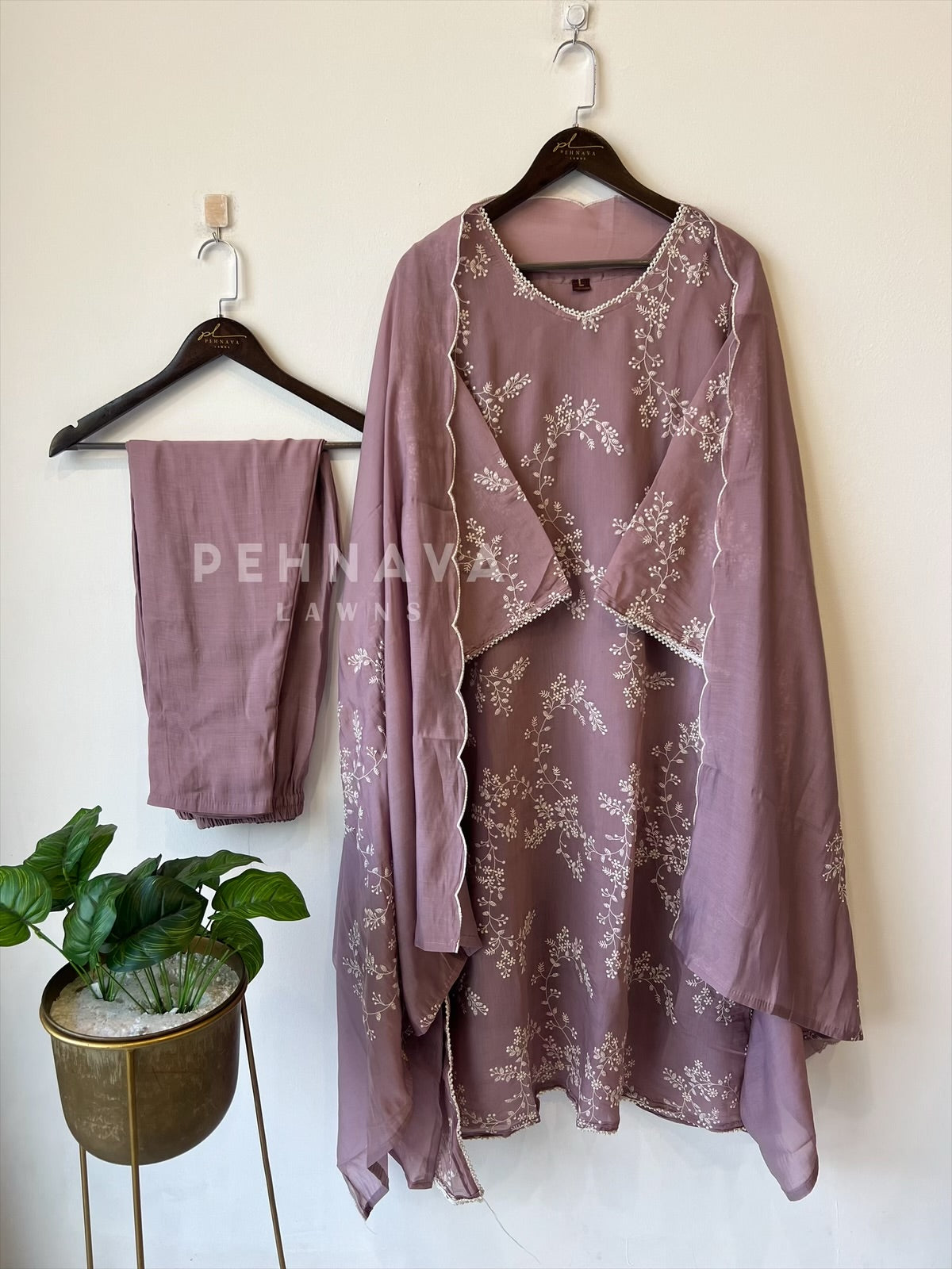 Elegant floral Embroidered  Suit-12818