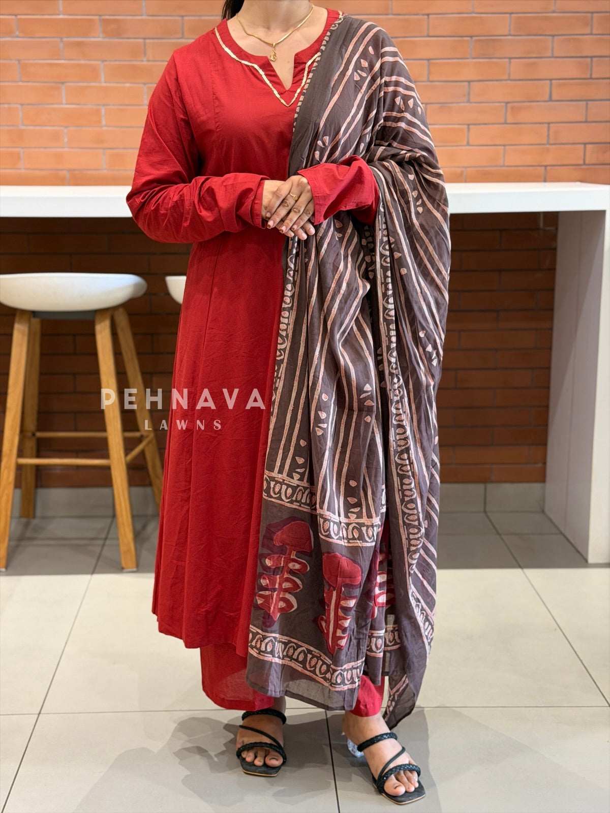 Cotton Suit With Printed Dupatta