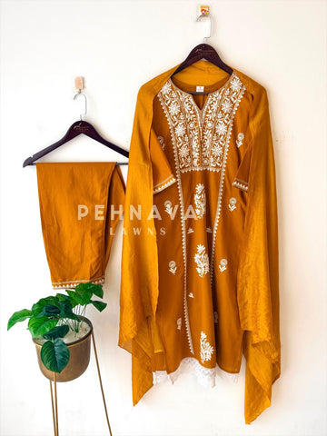 Panel Embroidered Three Piece Set