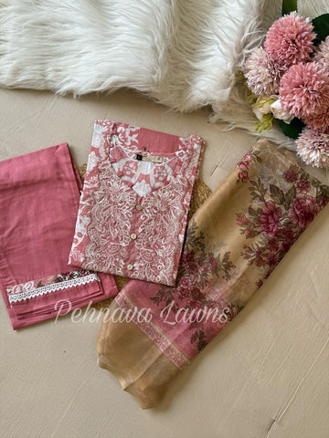 Floral Printed Cotton Suit 589