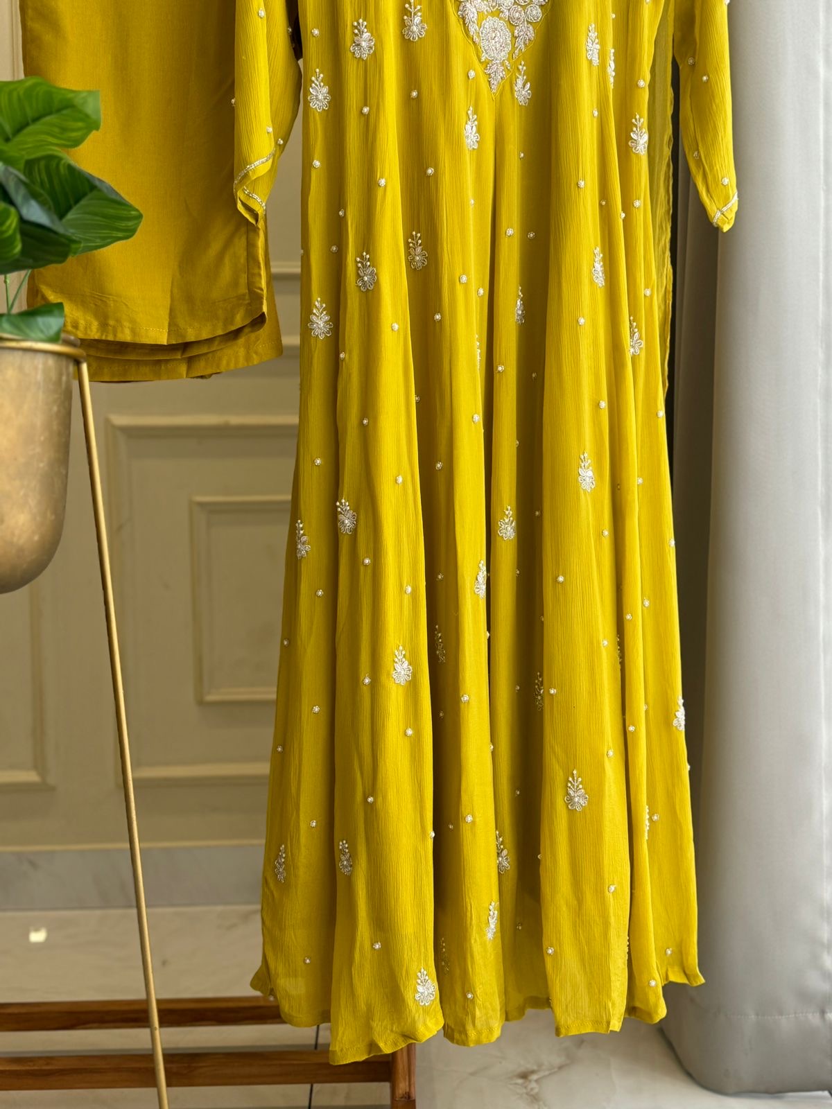 Handworked Chinnon Panel Cut Anarkali Suit