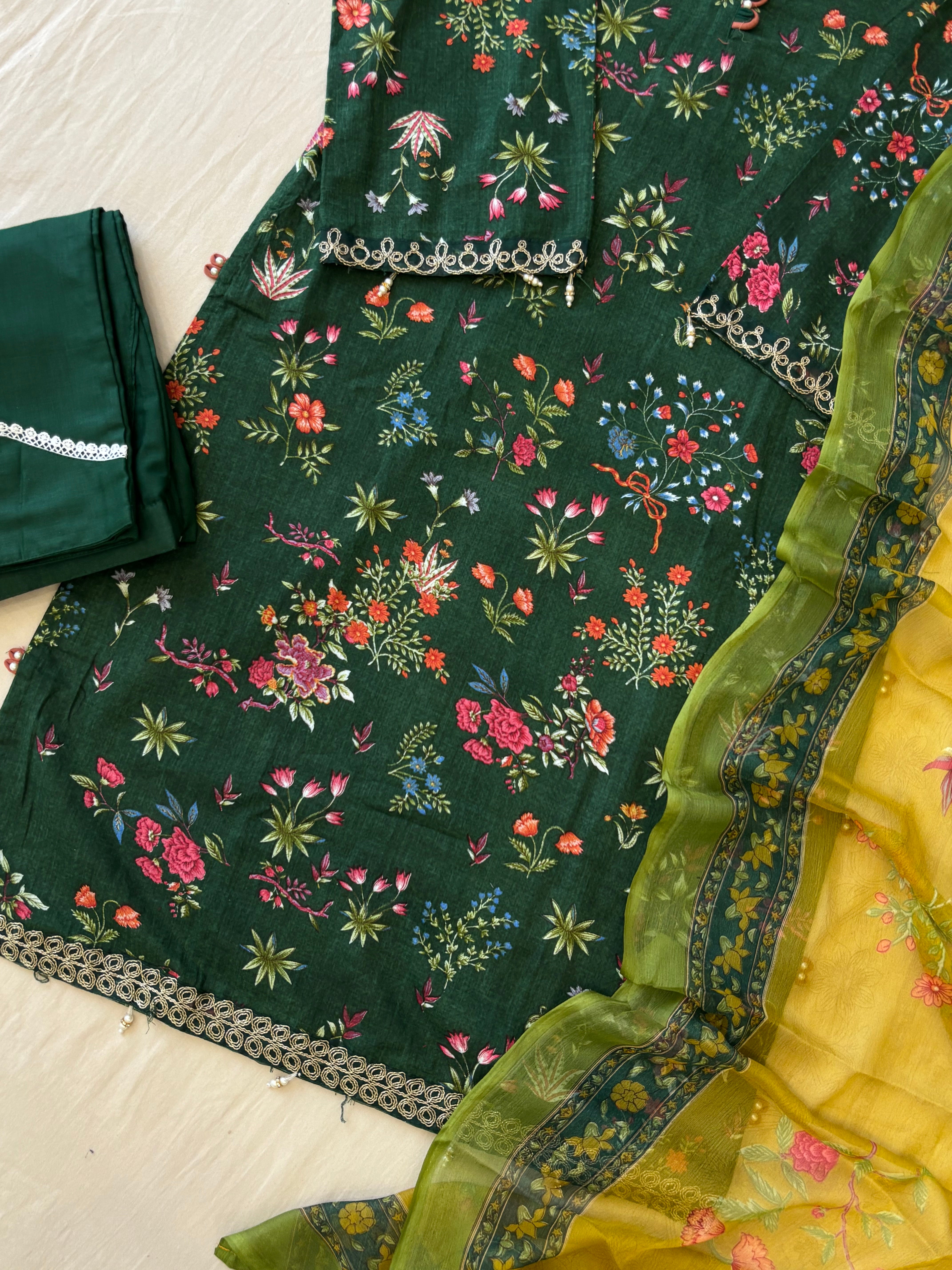 Floral Printed Ethnic Pak-Suit Ft. Chiffon Dupatta-004