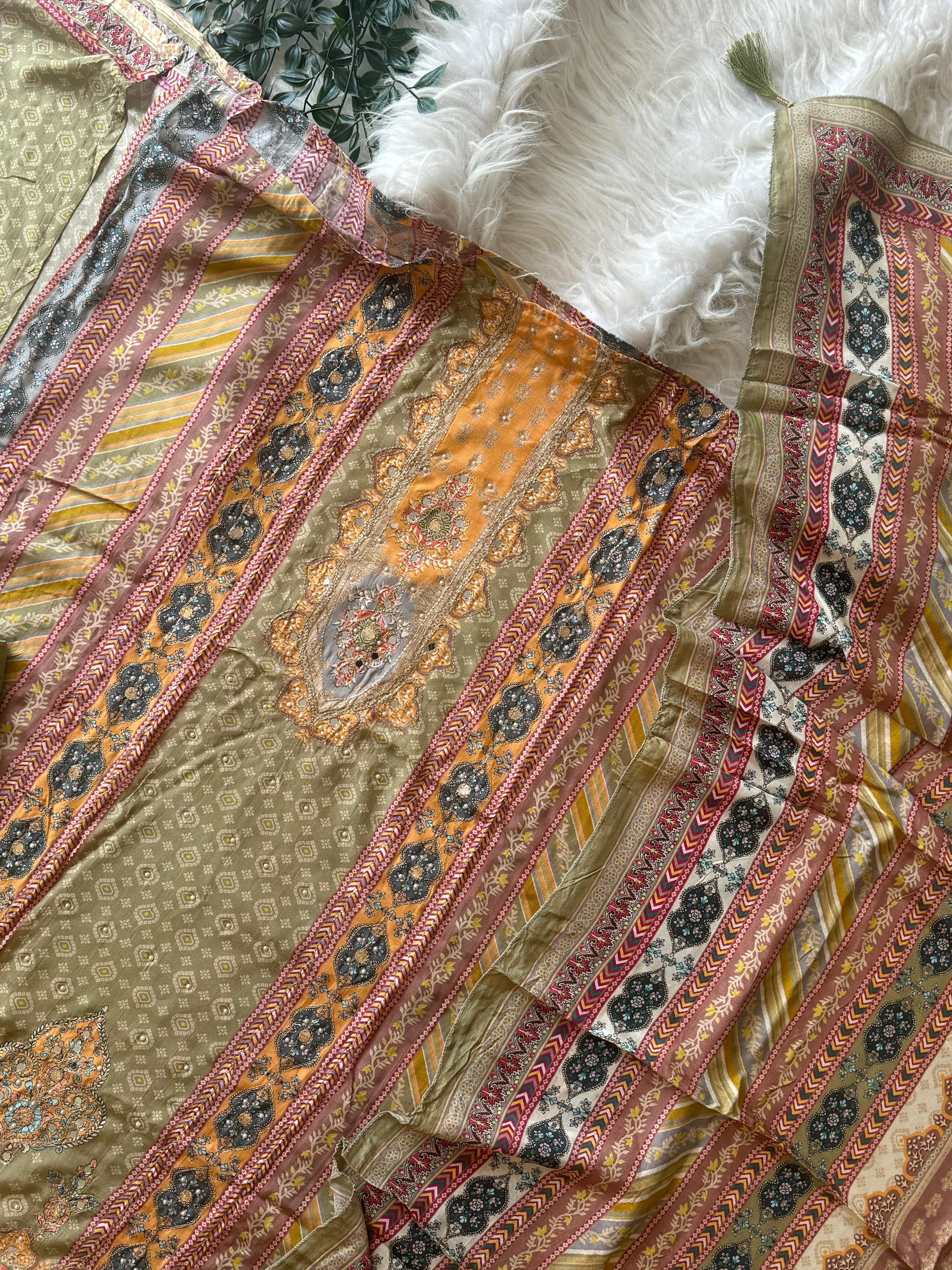 Muslin Suit with hand detailings-227