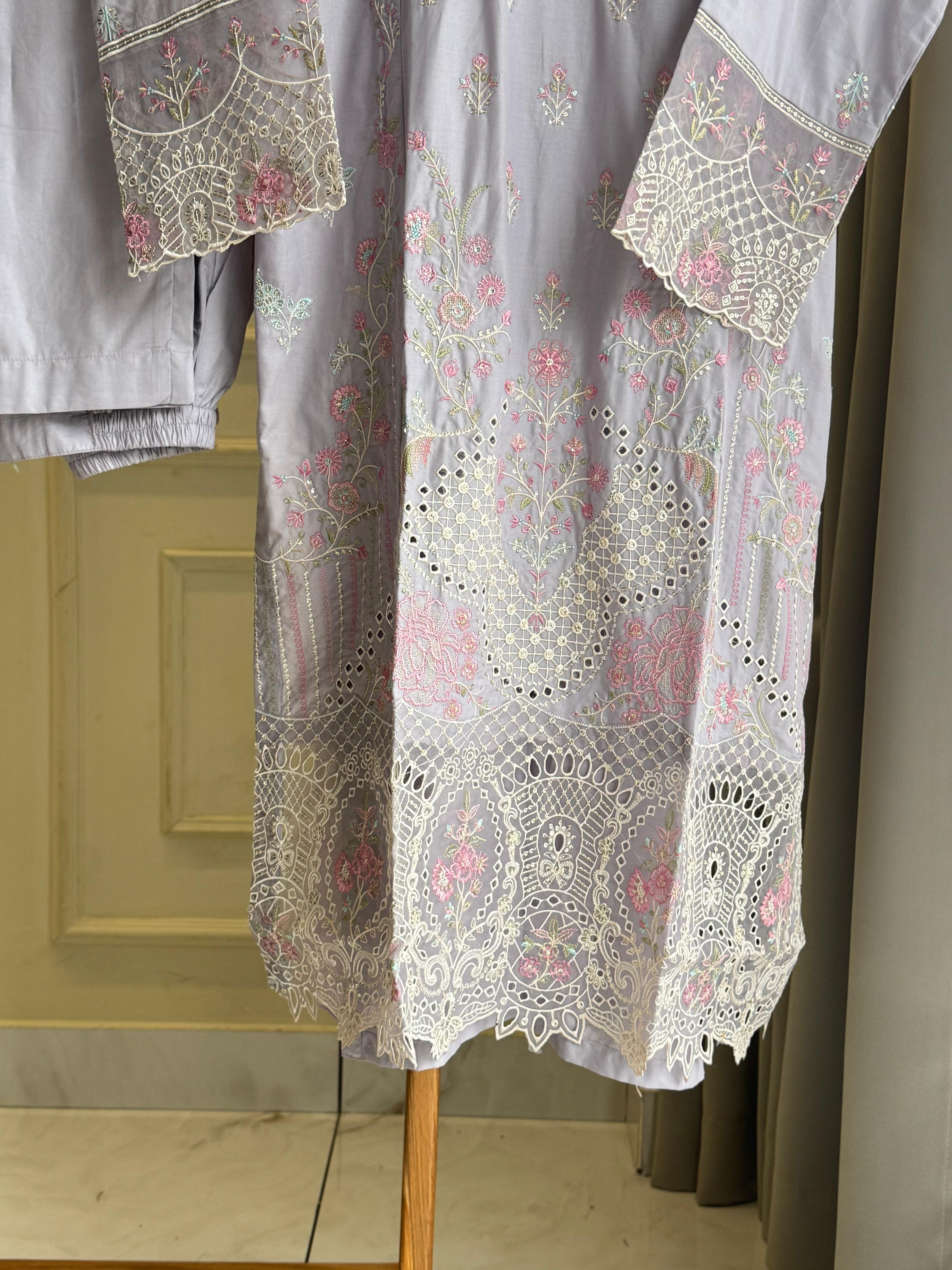 Binsaeed Pakistani Embroidered lawn Suit-0863