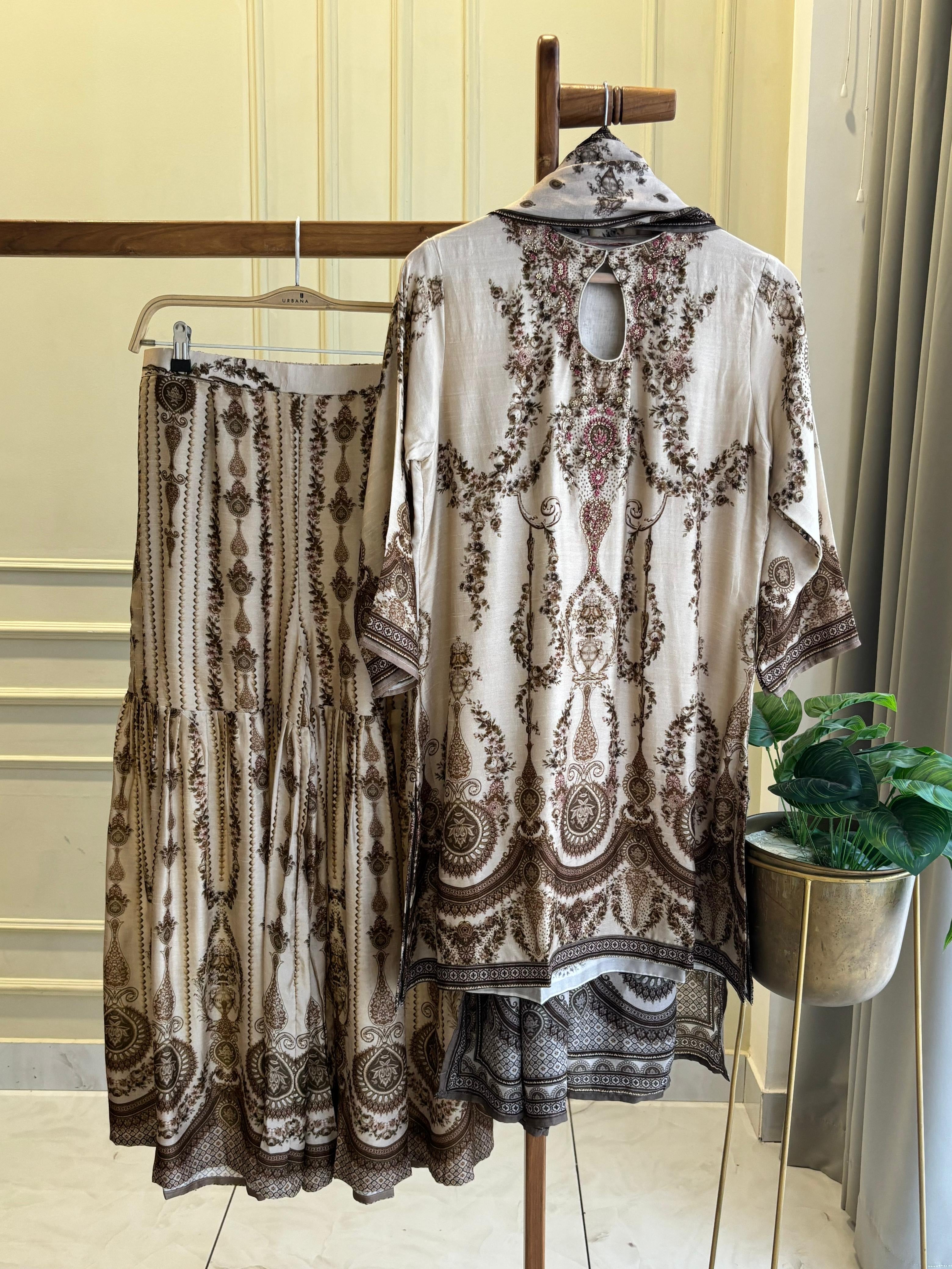 Premium Brown Paisley Print Kurta