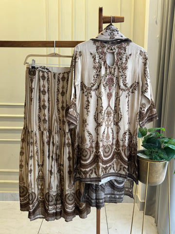 Premium Brown Paisley Print Kurta