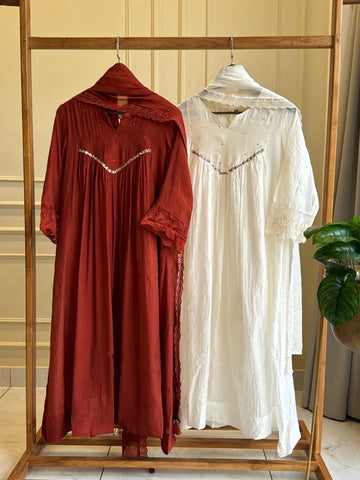 Pleated Mulchanderi Anarkali