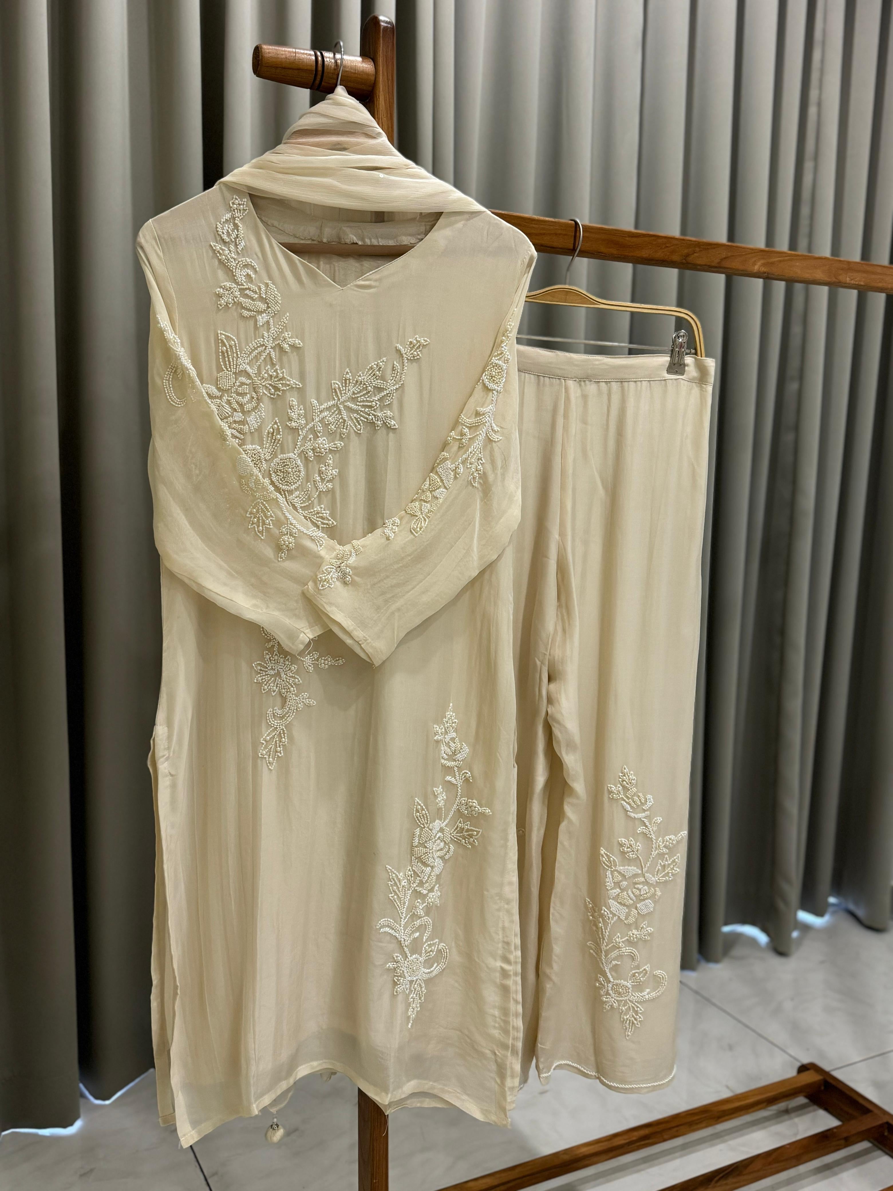 Pearl Hand worked party wear suit