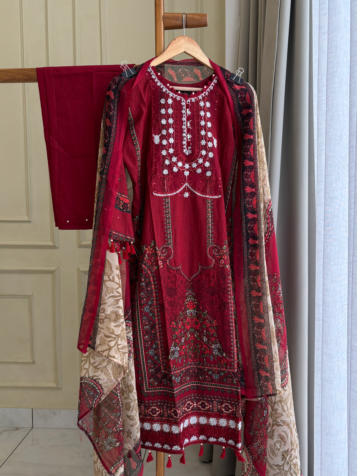 Red Printed Pakistani Salwar-1