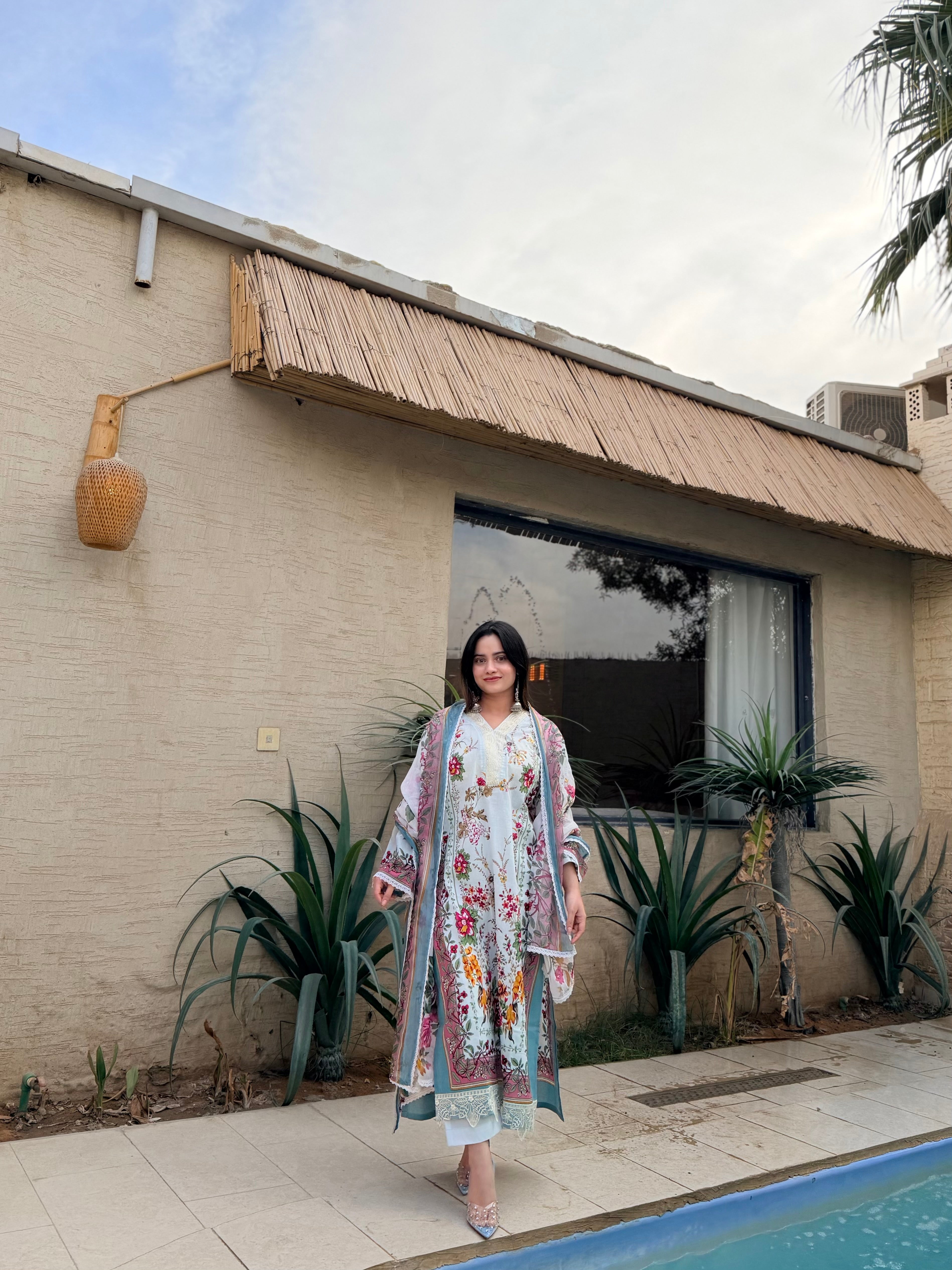 Embroidered Flower Charm Pak-Suit 1359