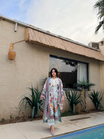 Embroidered Flower Charm Pak-Suit 1359