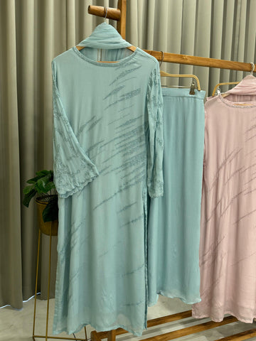 Handworked chinnon Suit with Bell sleeves -7002