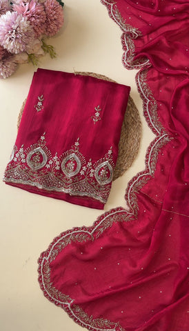 Pure Chinnon handworked Un-stitched suit-1628