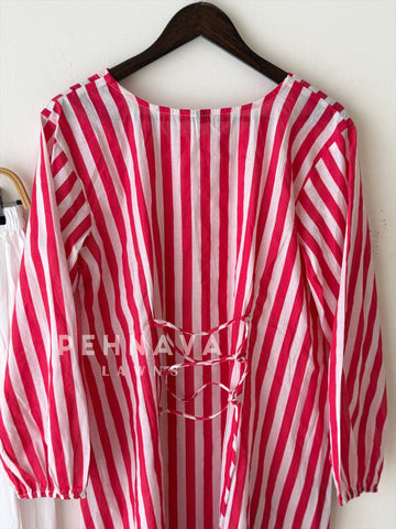 Back Tie-Up Striped Co-ord Set-cw 022