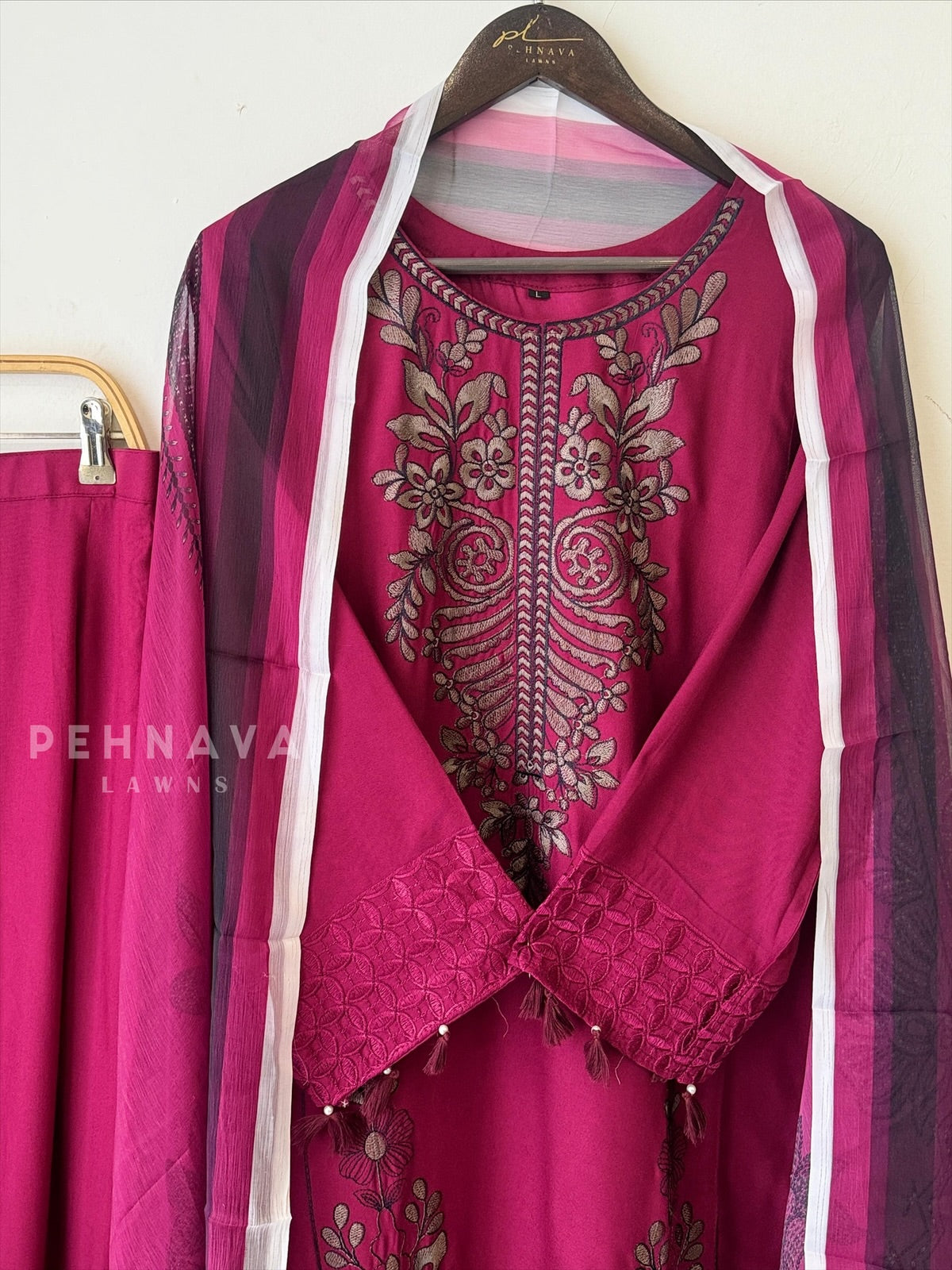 Floral Embroidered Rayon Suit