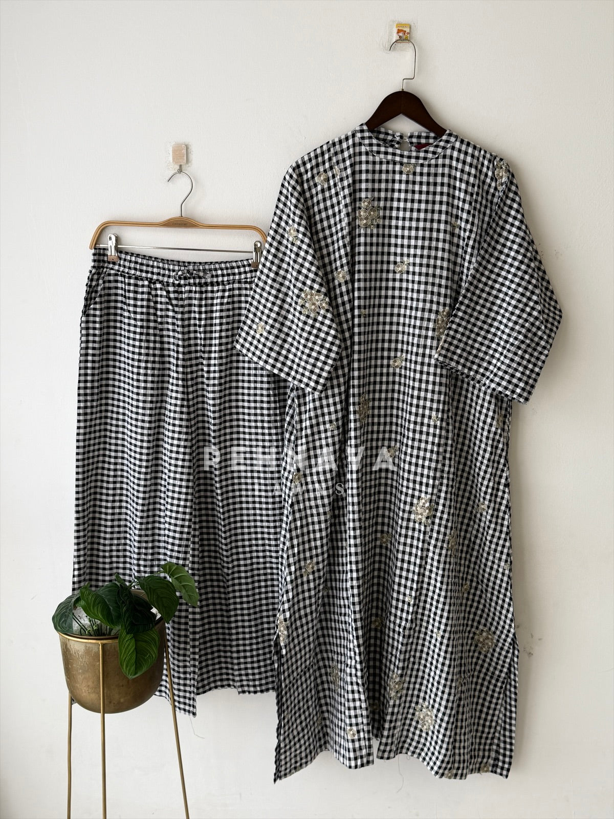 Check Embroidered Co-ord Set-SN6021