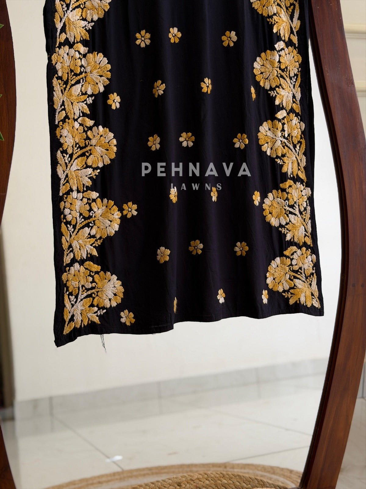 Black & Pink/Gold Authentic Lucknowi Chikankari Kurta